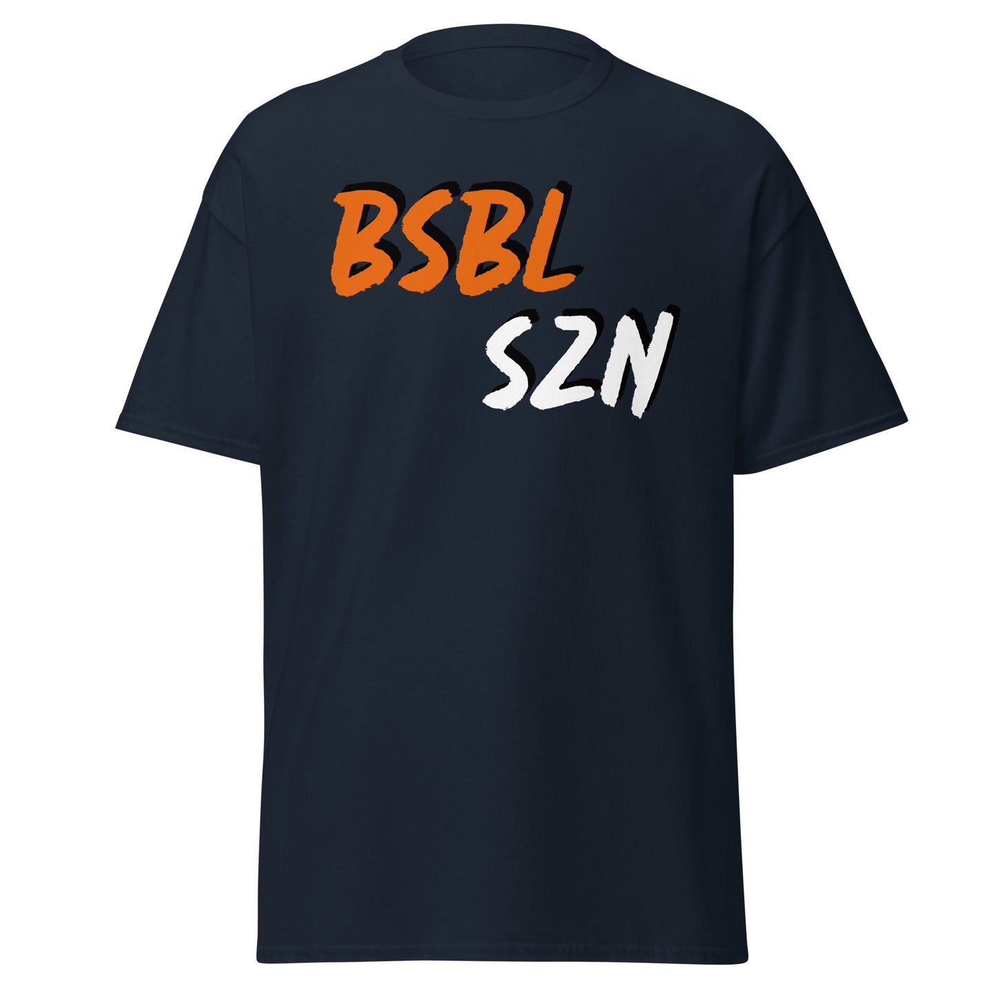 Baseball Season - Orange/White Print - Men's classic tee