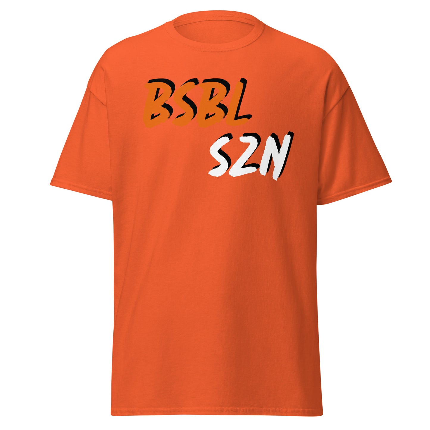 Baseball Season - Orange/White Print - Men's classic tee