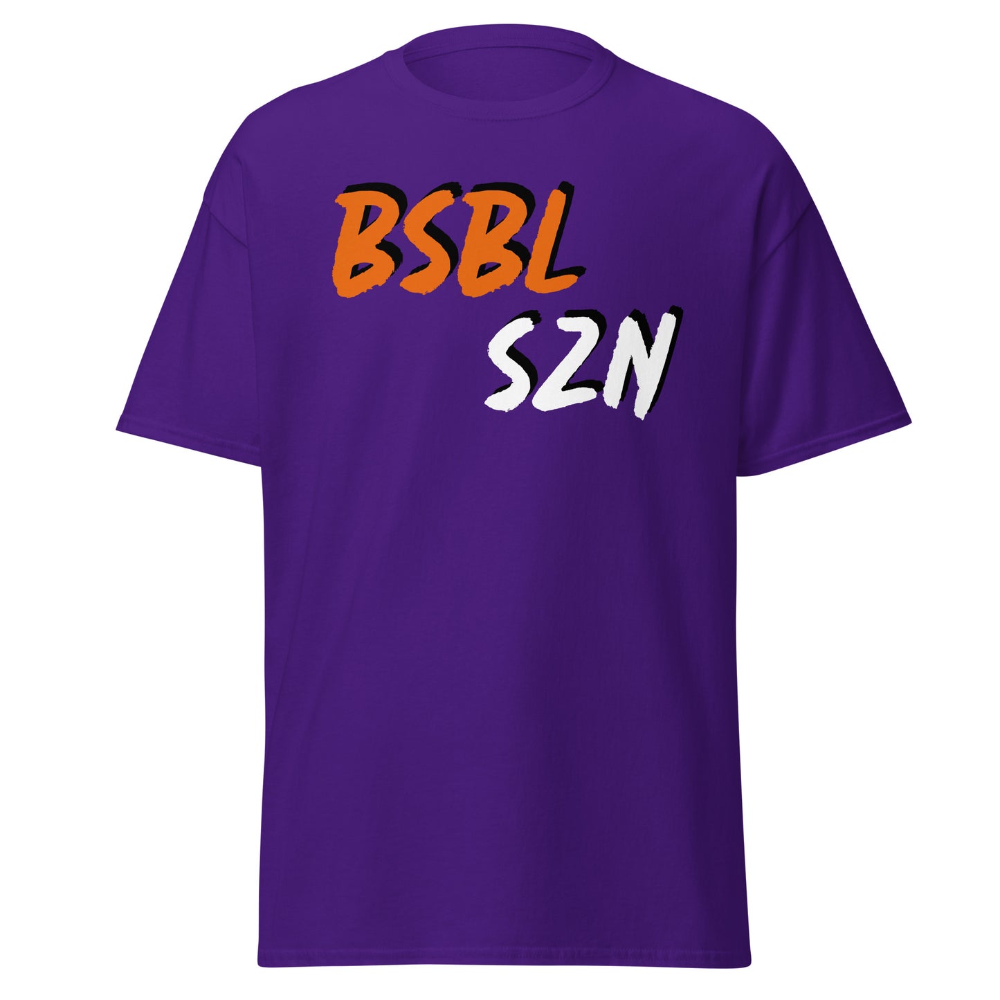 Baseball Season - Orange/White Print - Men's classic tee