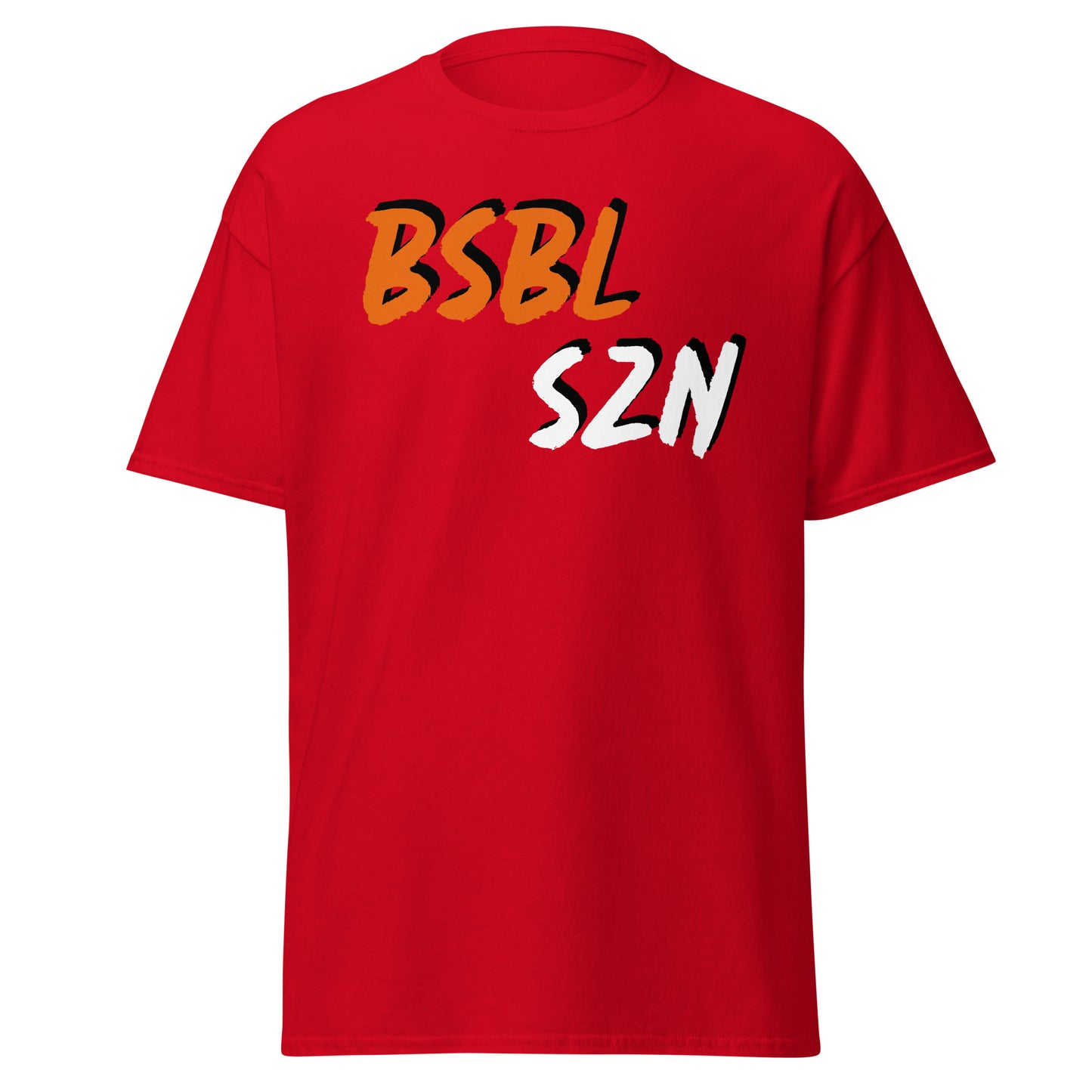 Baseball Season - Orange/White Print - Men's classic tee