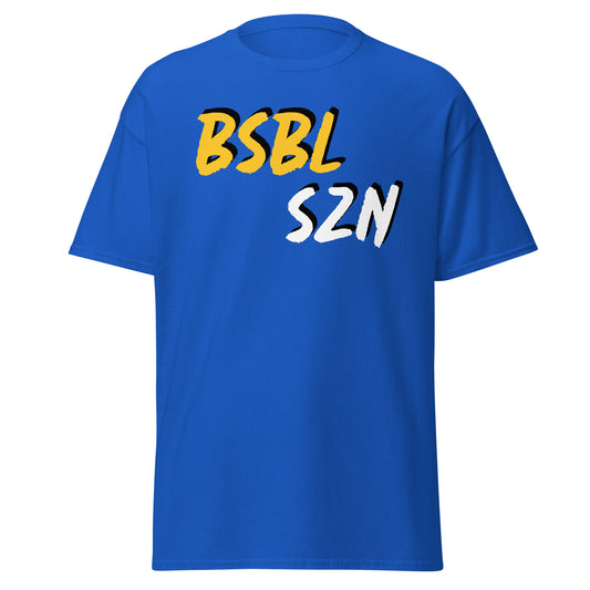 Baseball Season - Yellow/White Print - Men's classic tee
