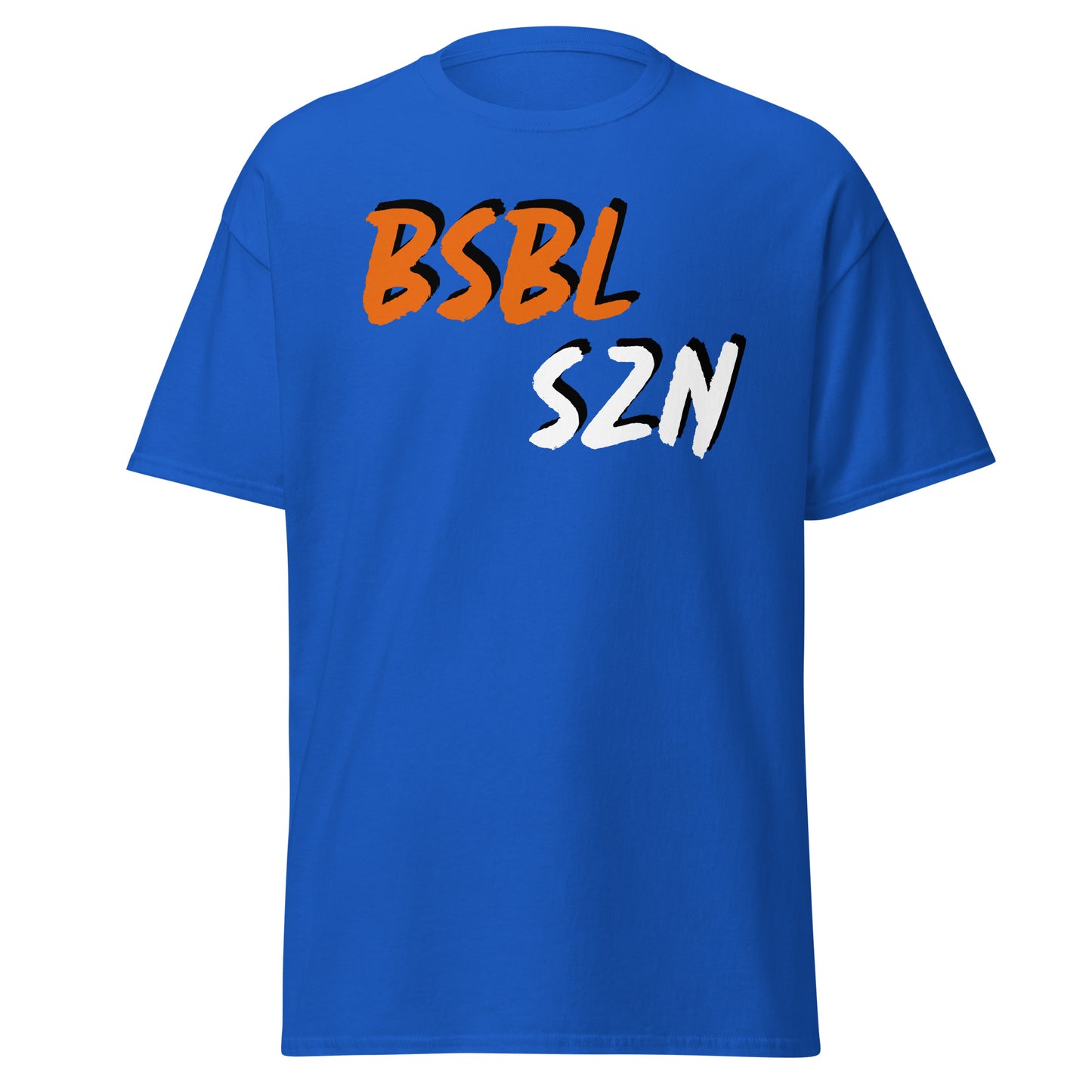 Baseball Season - Orange/White Print - Men's classic tee