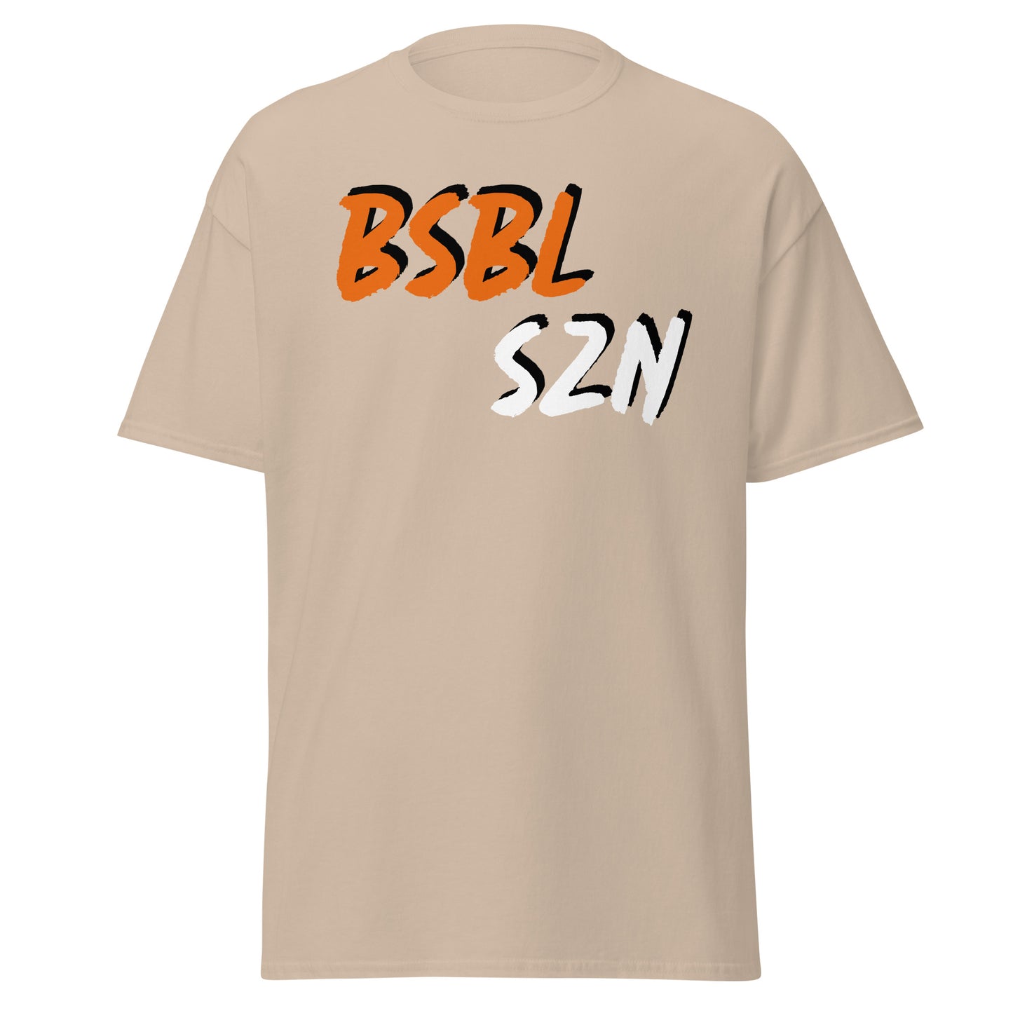 Baseball Season - Orange/White Print - Men's classic tee