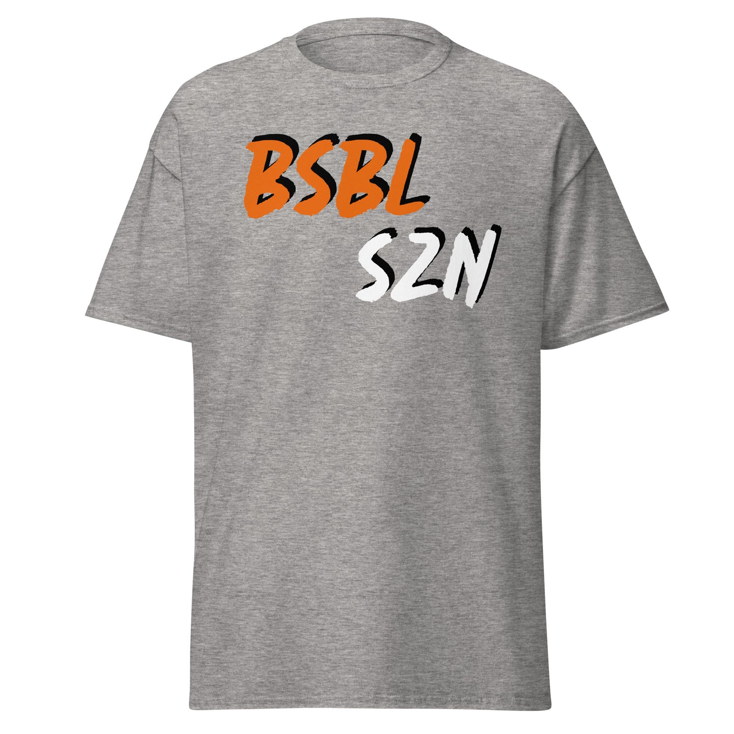 Baseball Season - Orange/White Print - Men's classic tee