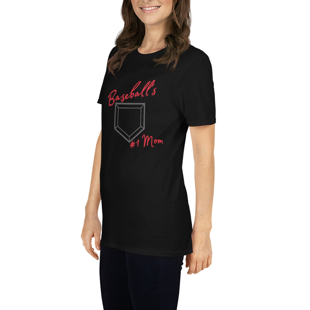 Baseball's #1 Mom - Red Print - Short-Sleeve Women's T-Shirt