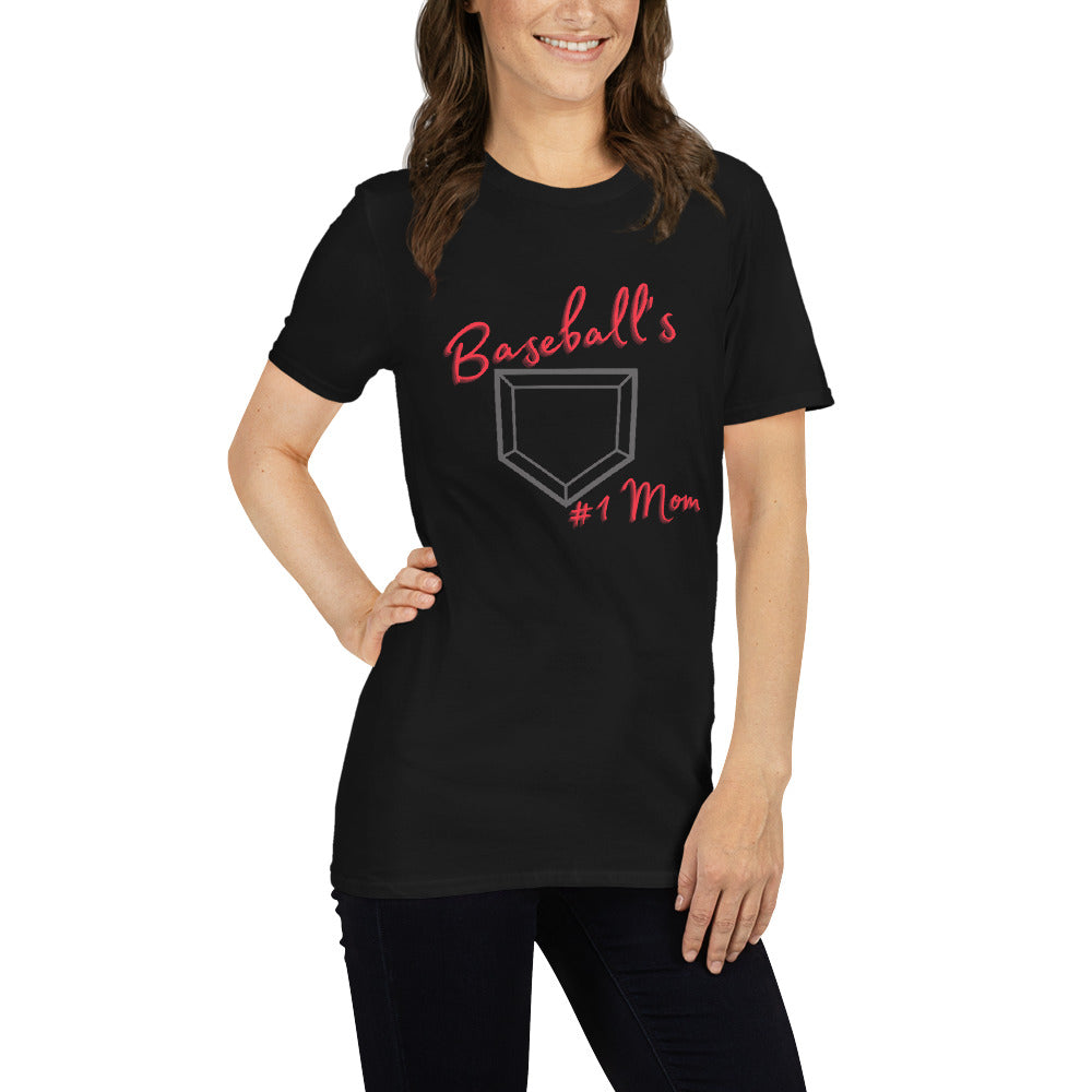 Baseball's #1 Mom - Red Print - Short-Sleeve Women's T-Shirt