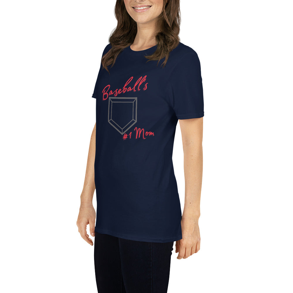 Baseball's #1 Mom - Red Print - Short-Sleeve Women's T-Shirt