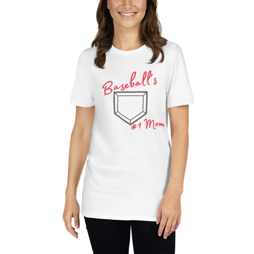 Baseball's #1 Mom - Red Print - Short-Sleeve Women's T-Shirt