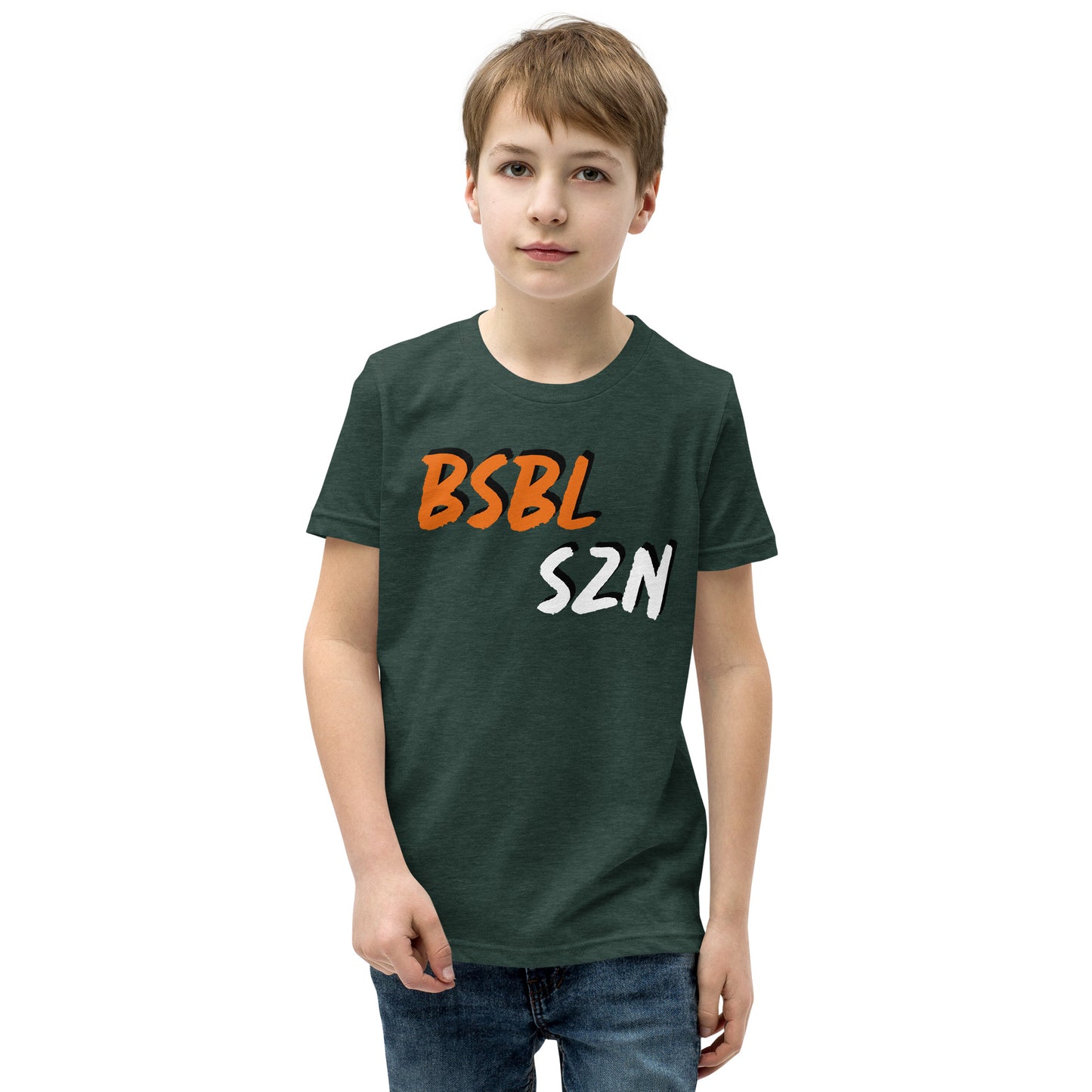Baseball Season - Orange Print - Youth Short Sleeve T-Shirt