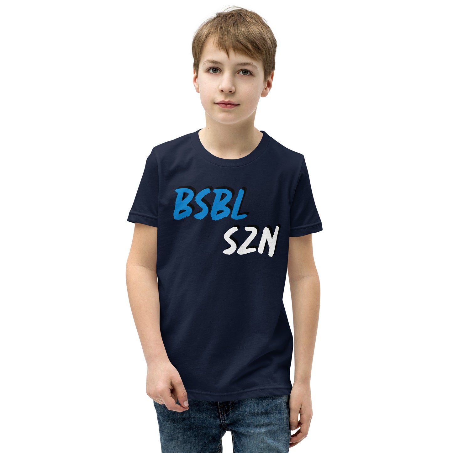 Baseball Season - Blue Print - Youth Short Sleeve T-Shirt