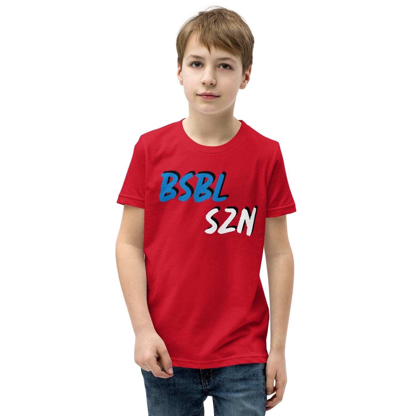 Baseball Season - Blue Print - Youth Short Sleeve T-Shirt
