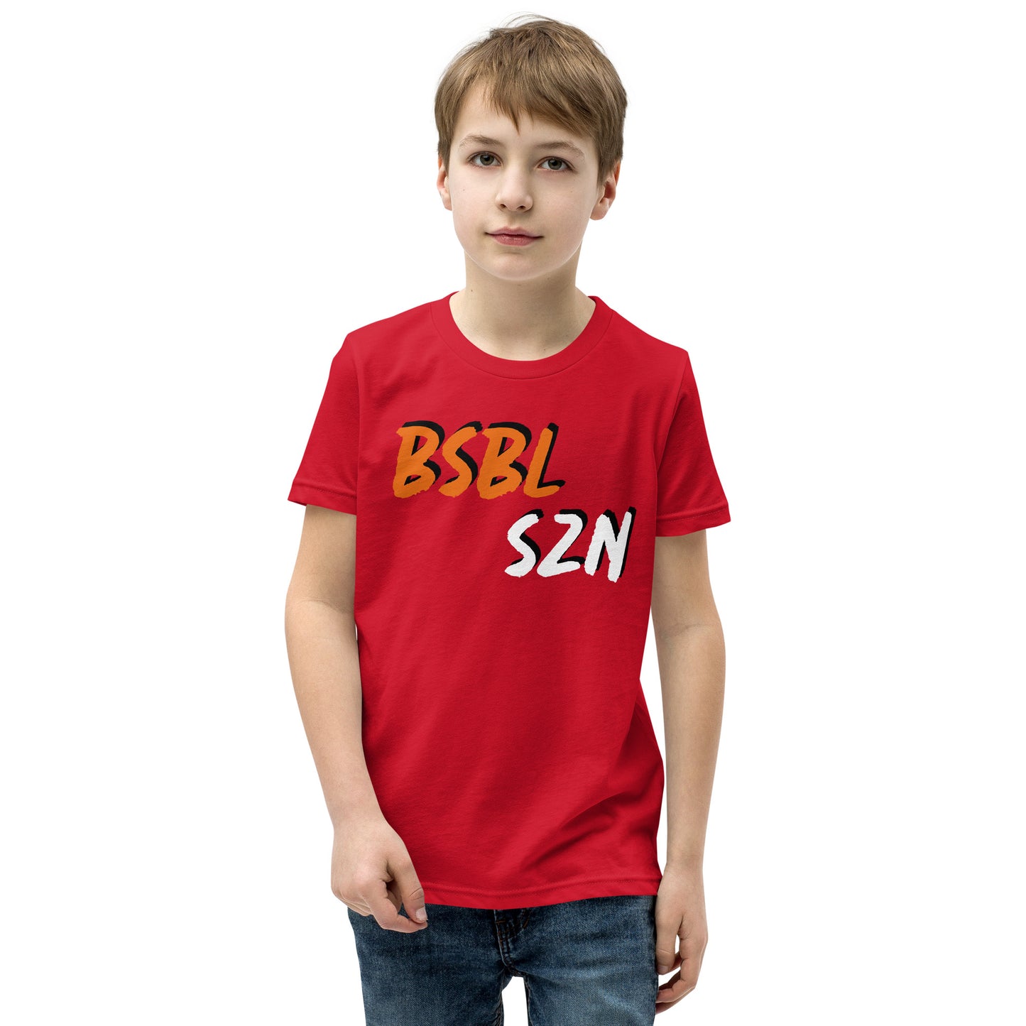 Baseball Season - Orange Print - Youth Short Sleeve T-Shirt