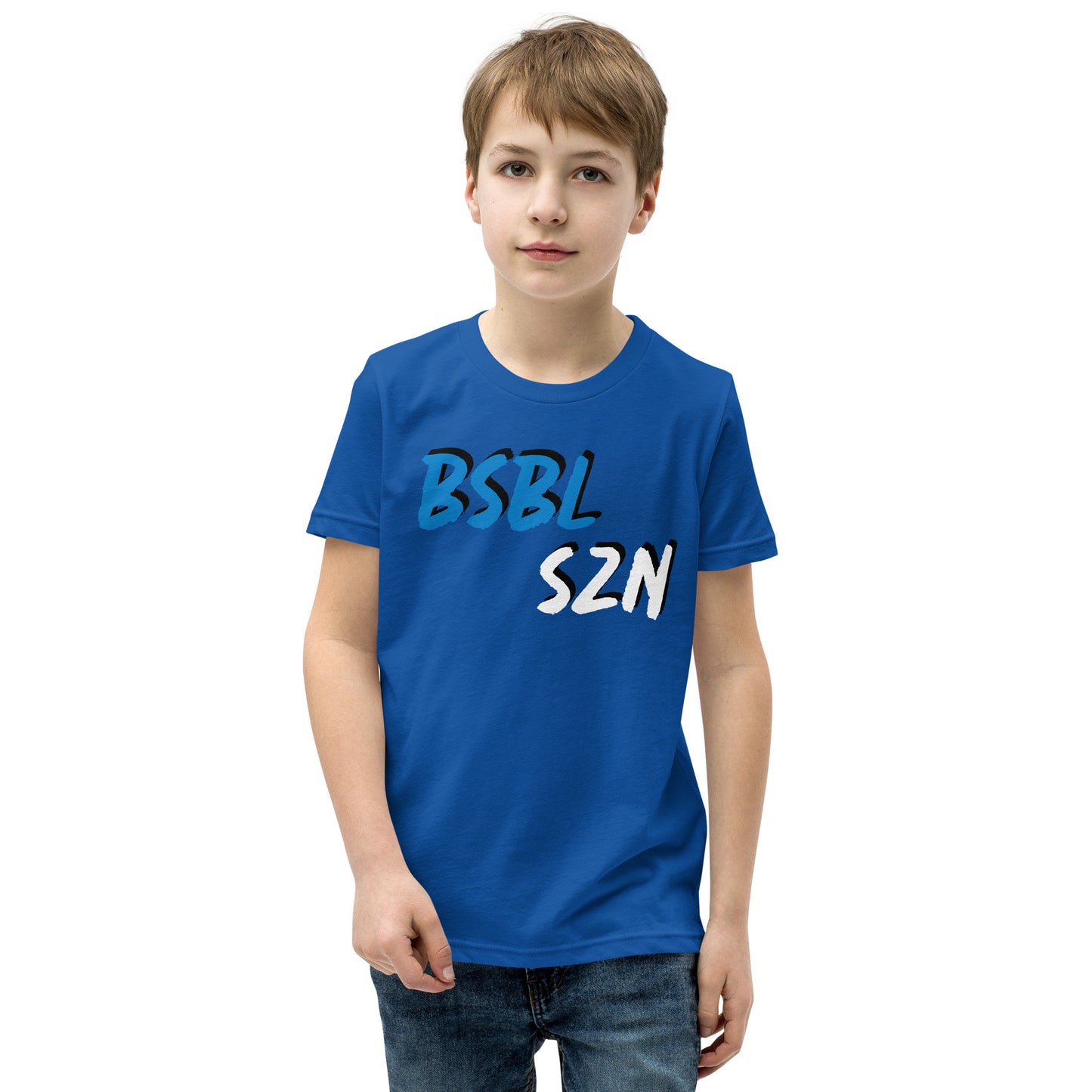 Baseball Season - Blue Print - Youth Short Sleeve T-Shirt