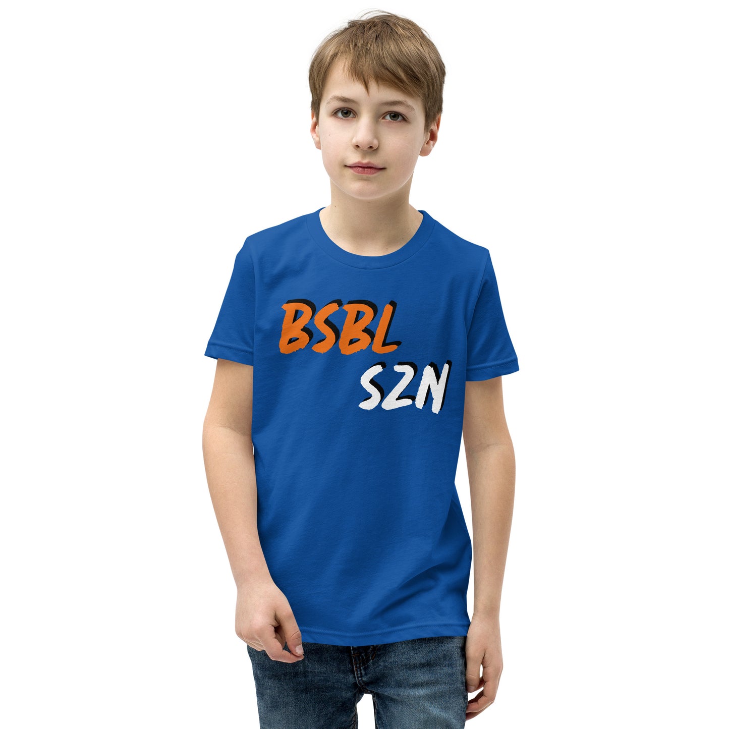 Baseball Season - Orange Print - Youth Short Sleeve T-Shirt